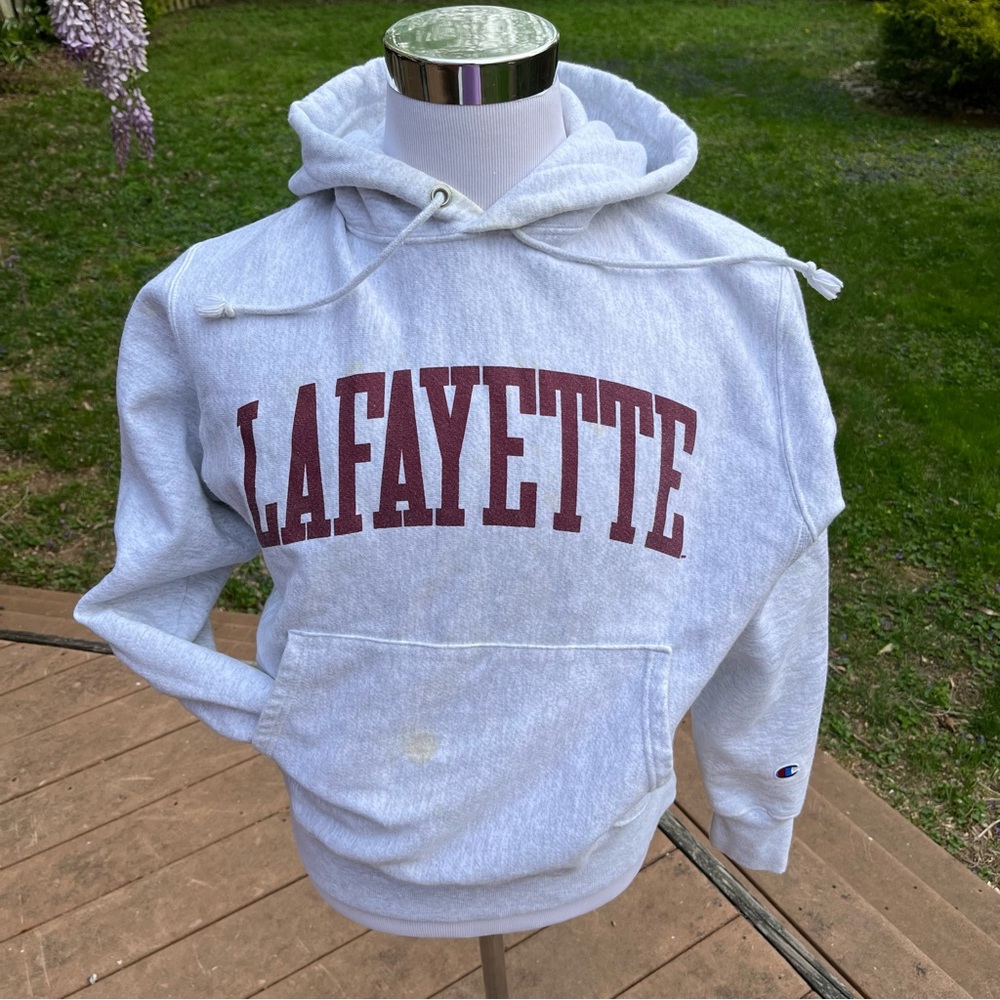 Lafayette Champion REVERSE WEAVE Gray Hoodie Sweatshirt M Clean Simple Louisiana